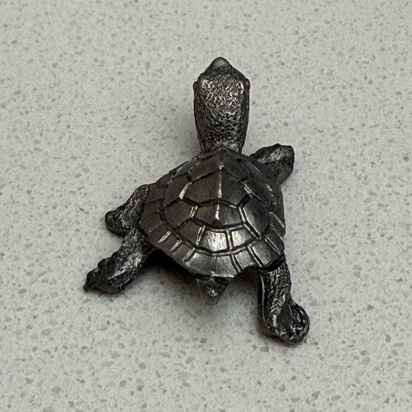 Vintage Spoontiques Tiny Pewter Turtle Figurine Miniature - Picture 3 of 9